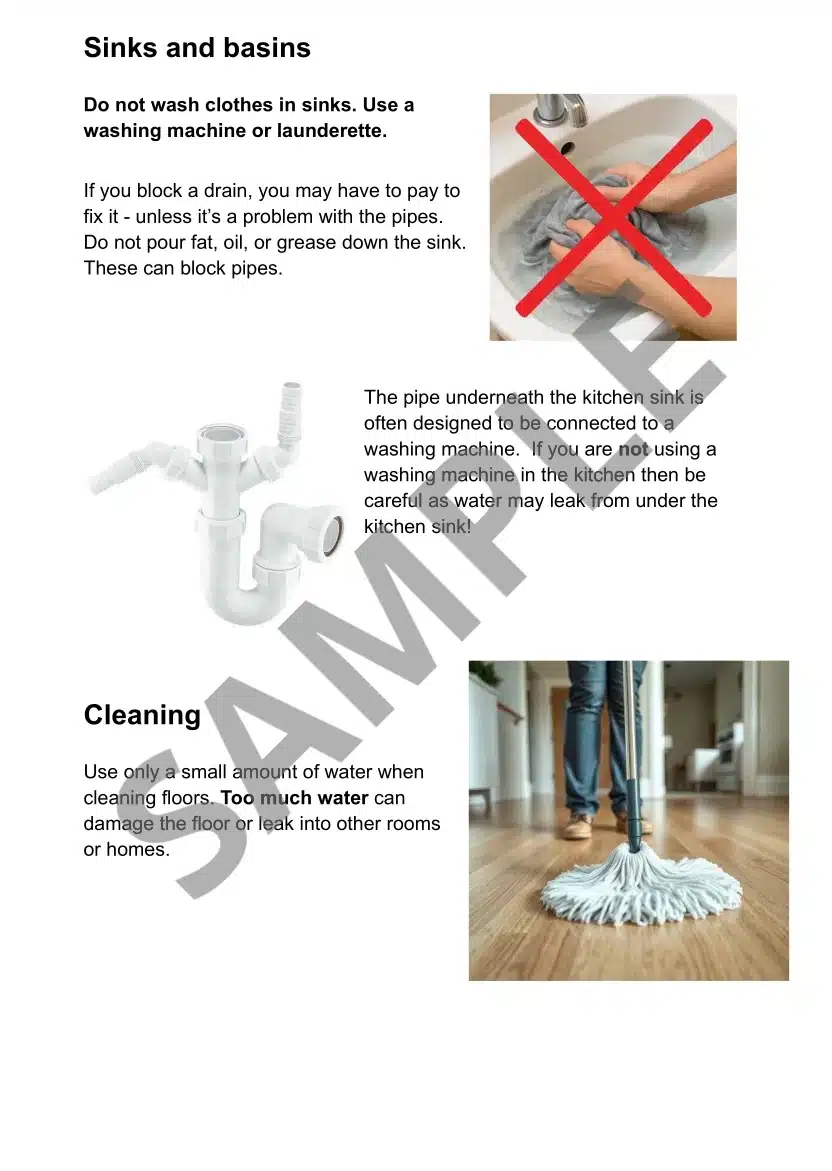 Sample page from the Tenant Booklet